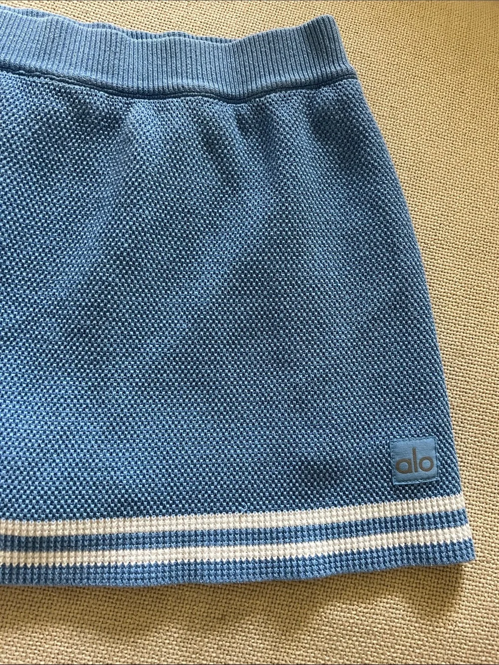 Alo Tennis Club Crystal Blue Knit Skirt with Built-in Shorts
